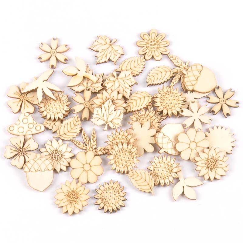 Embellishments For Scrapbooking - 30 buah 25-30mm Aksesori kayu DIY