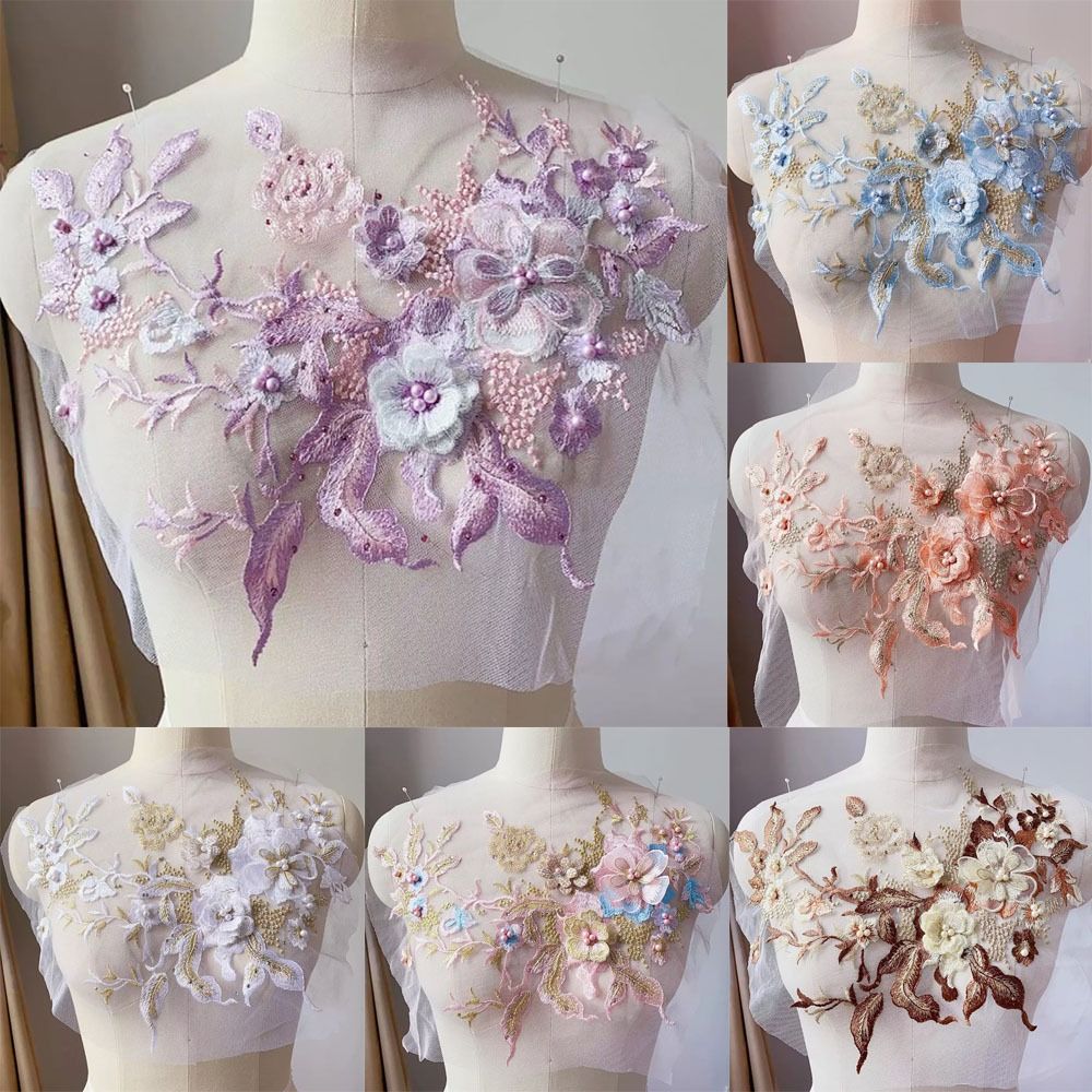 Embellishments For Scrapbooking - Kain Renda Manik-manik Bunga 3D Bordiran