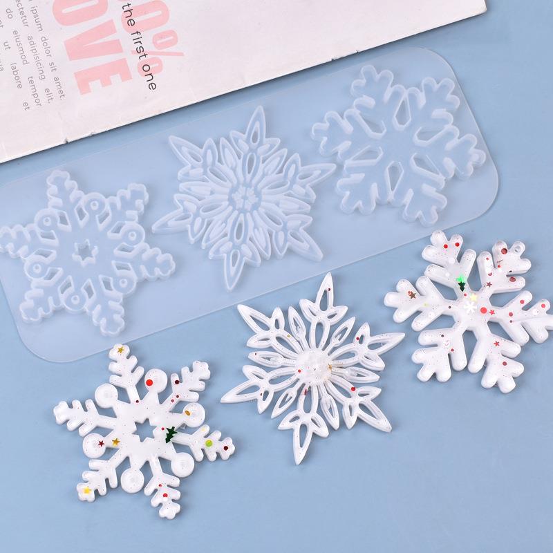Christmas Craft Embellishment - Cetakan silikon ornamen kepingan salju berongga