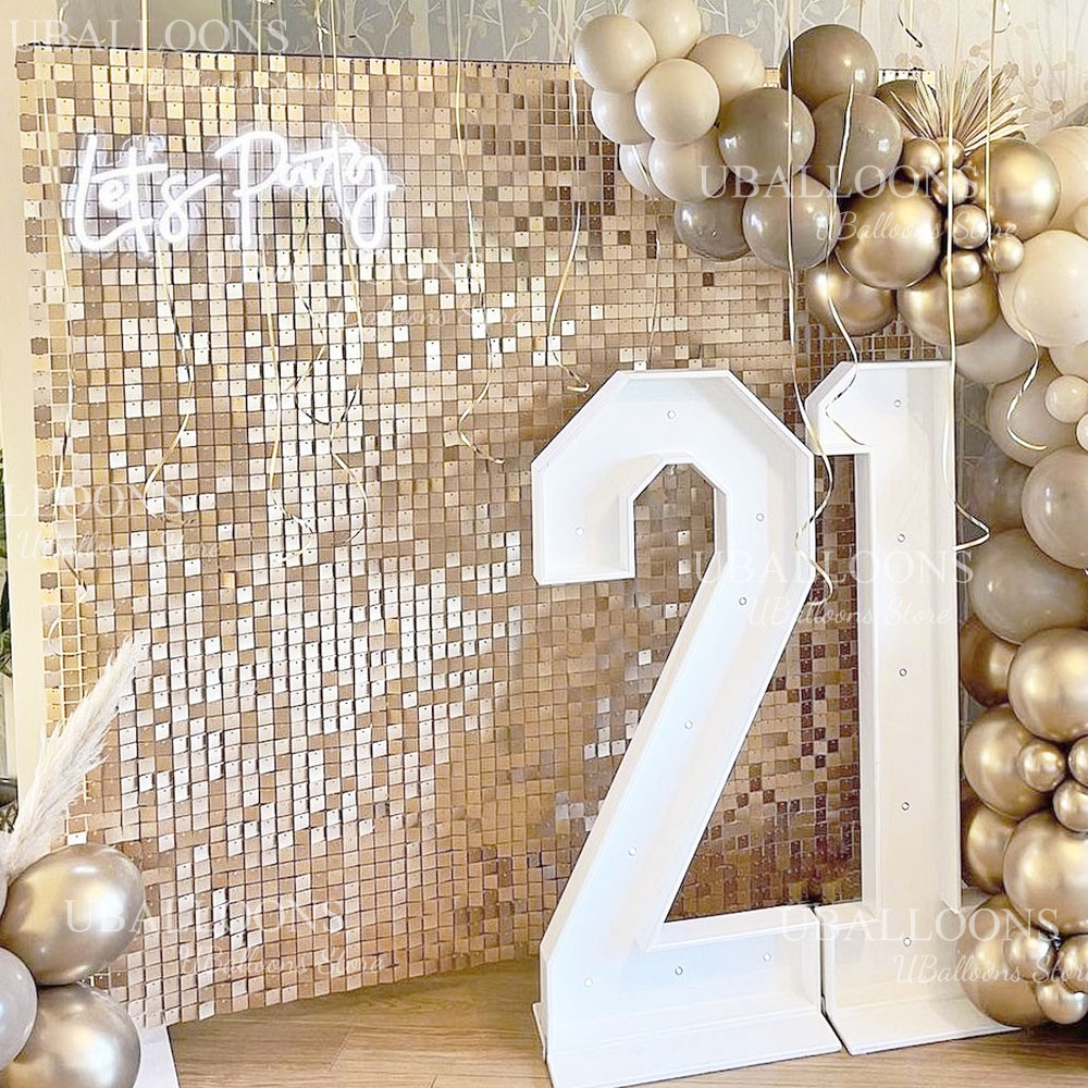 Sequin Fabric Panel - Panel Payet Berkilau Emas Beige Matte