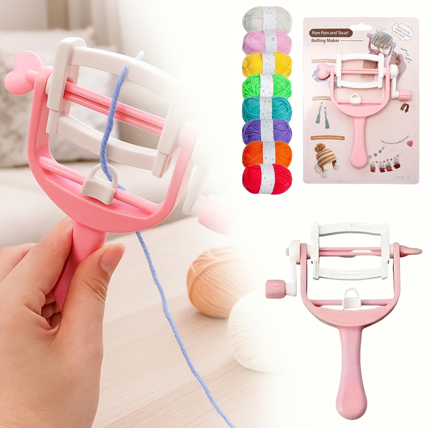 Pom Pom Maker Tool - Pembuat Bola Bulu Rajut Manual dengan