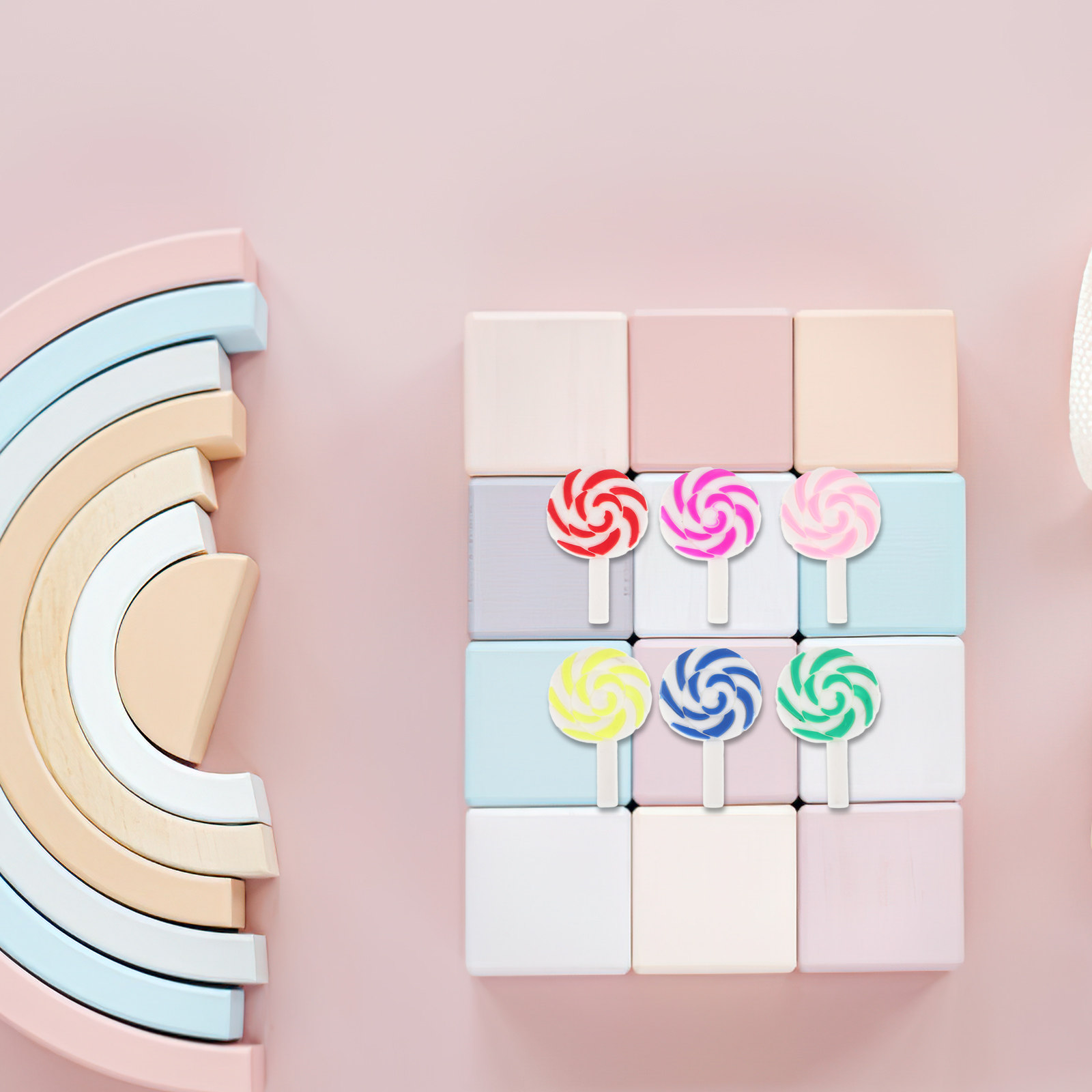 Craft Embellishments - 36 Buah Hiasan Kerajinan Lollipop Pelangi