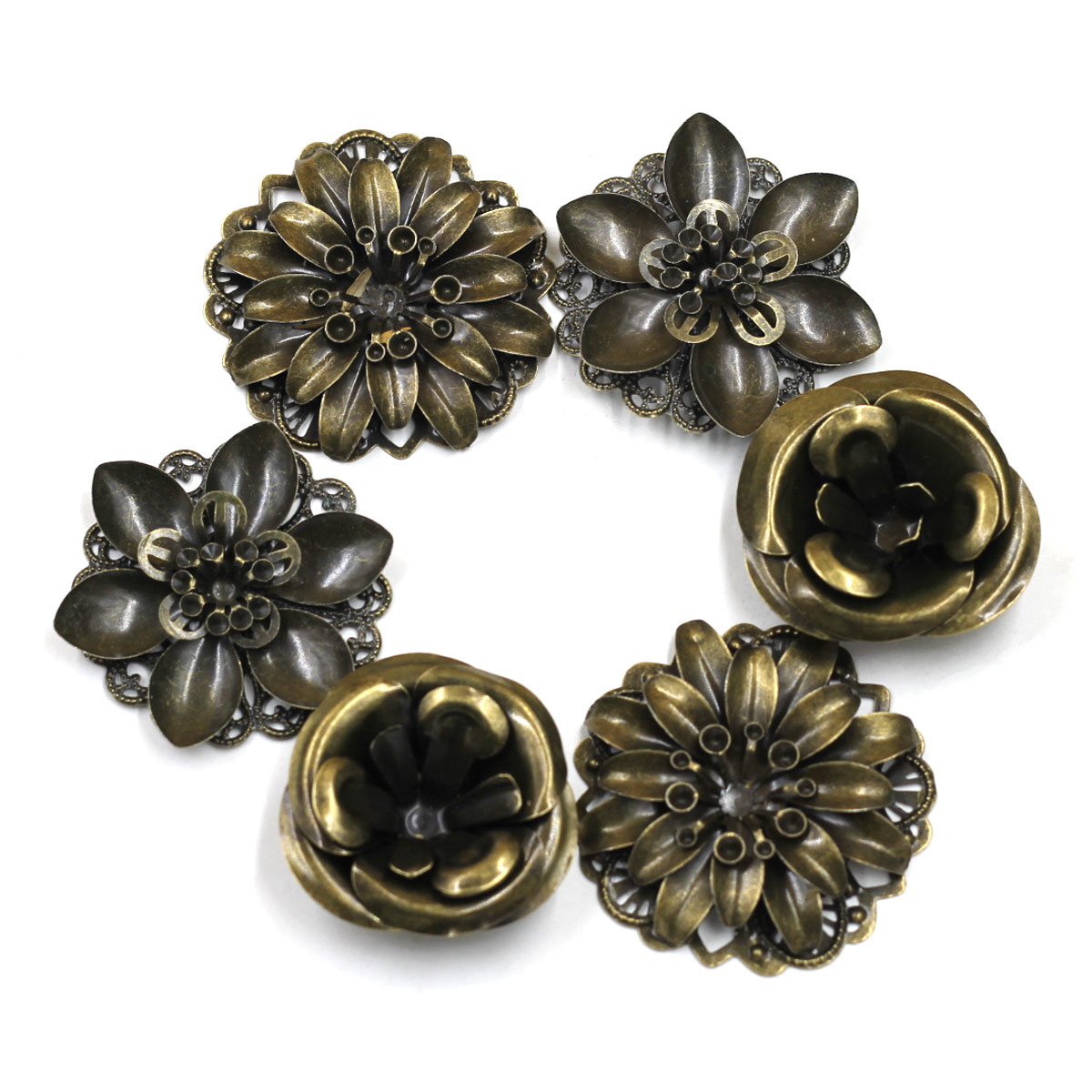 Craft Embellishments - 6 Buah Hiasan Kombinasi Pola Bunga