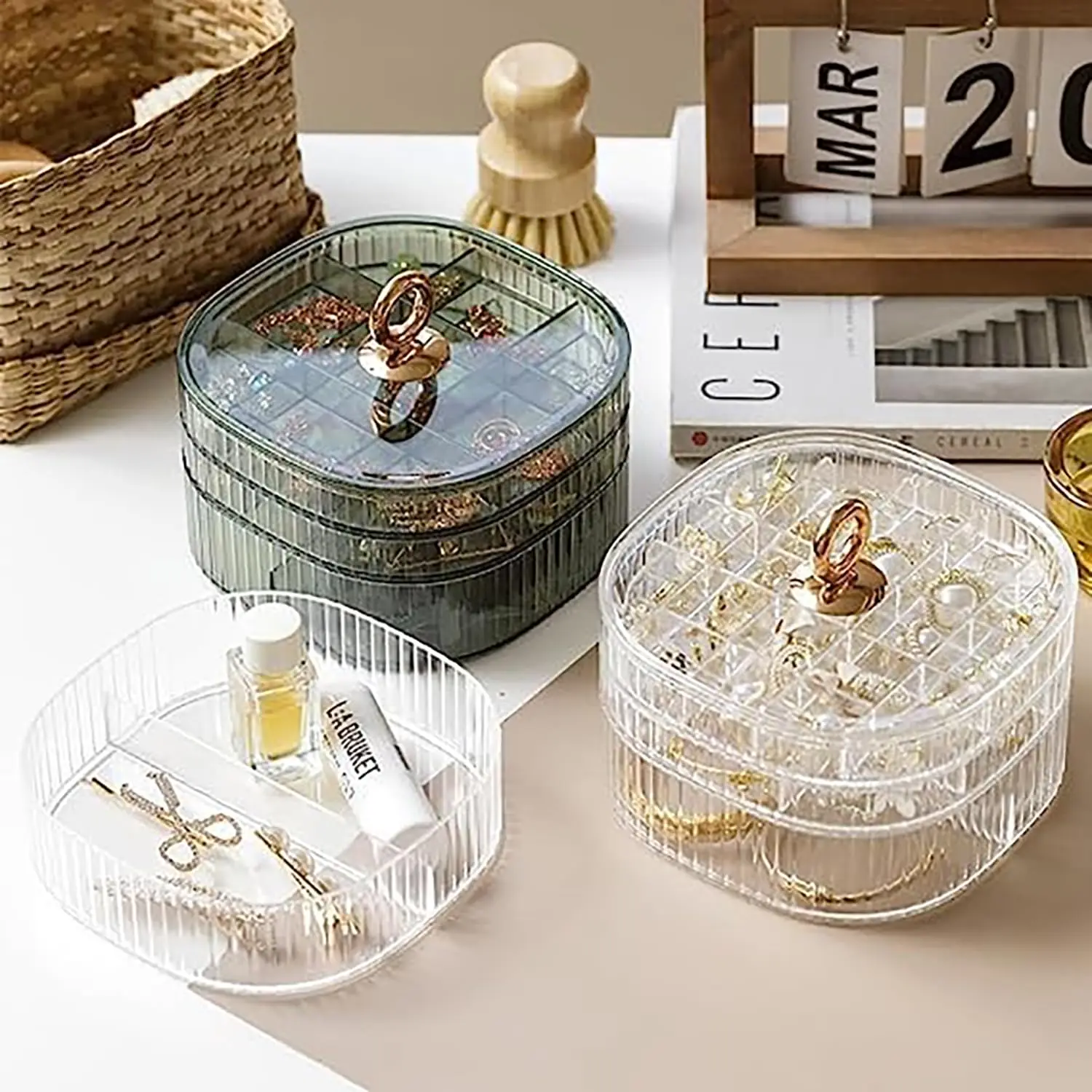 Craft Embellishment Storage - Kotak Perhiasan, Organizer Perhiasan dengan Pegangan,