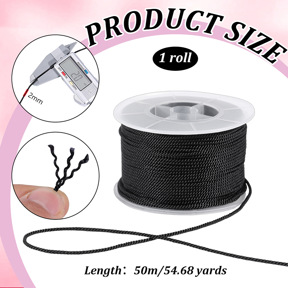 54,68 Yard Tali Hitam Terpunti - Cord Trim Twisted ulasan dan harga