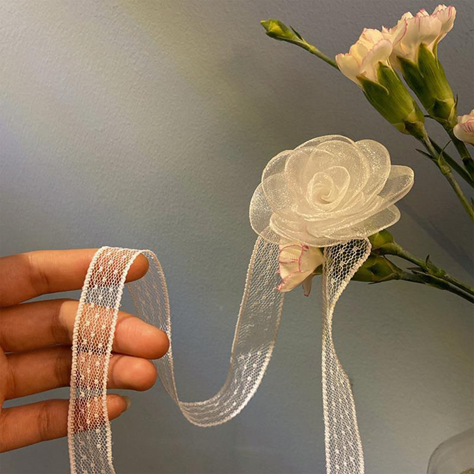 Ikat Kepala Pita Renda dengan  - Lace Ribbon Trim ulasan dan harga