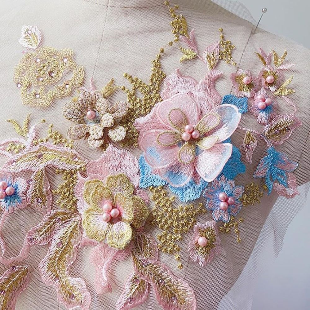 Kain Renda Manik-manik Bunga 3 - Embellishments For Scrapbooking ulasan dan harga