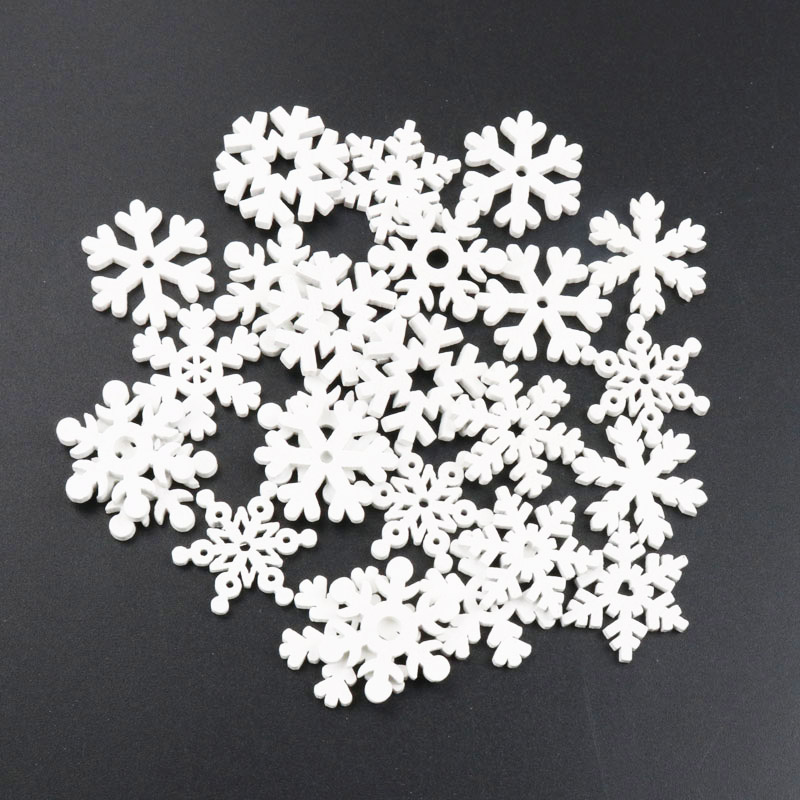 20Pcs Kayu Natal Kepingan Salj - Christmas Craft Embellishment ulasan dan harga