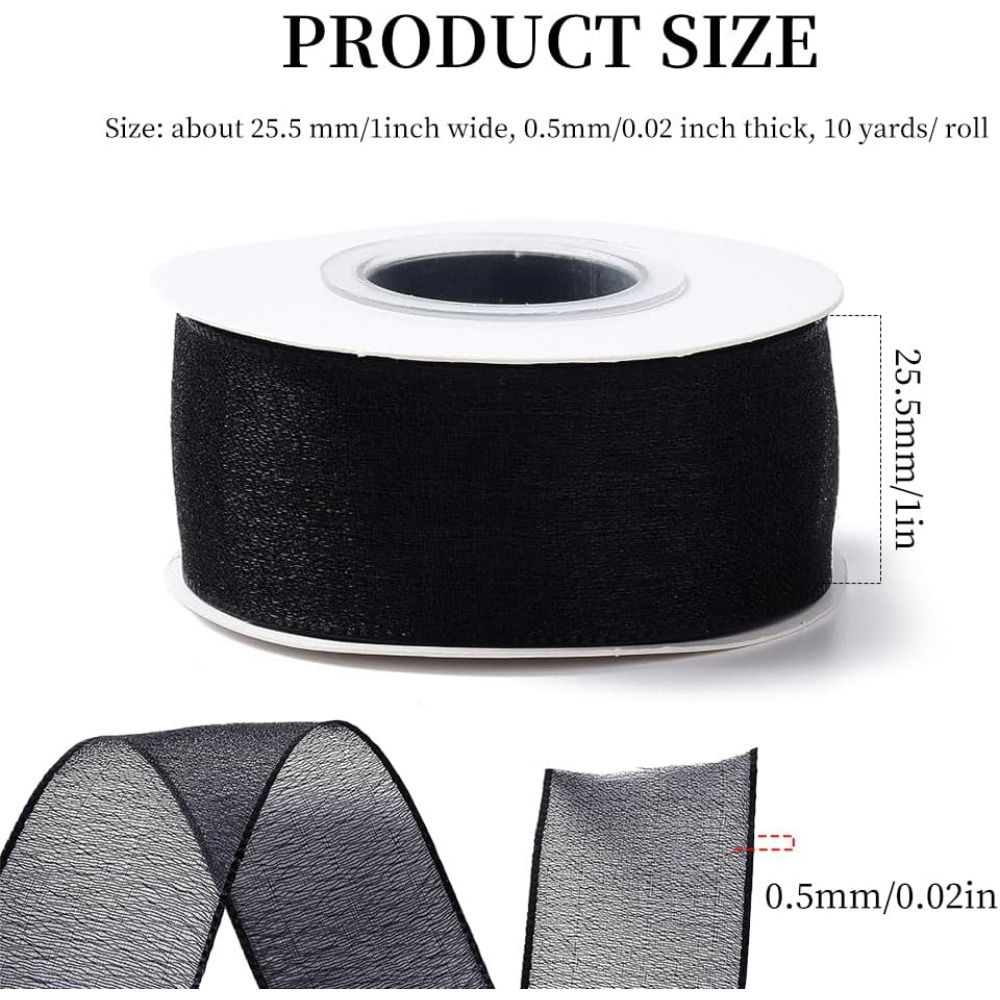 1 Inci Pita Organza Hitam Pita - Organza Ribbon Spool ulasan dan harga
