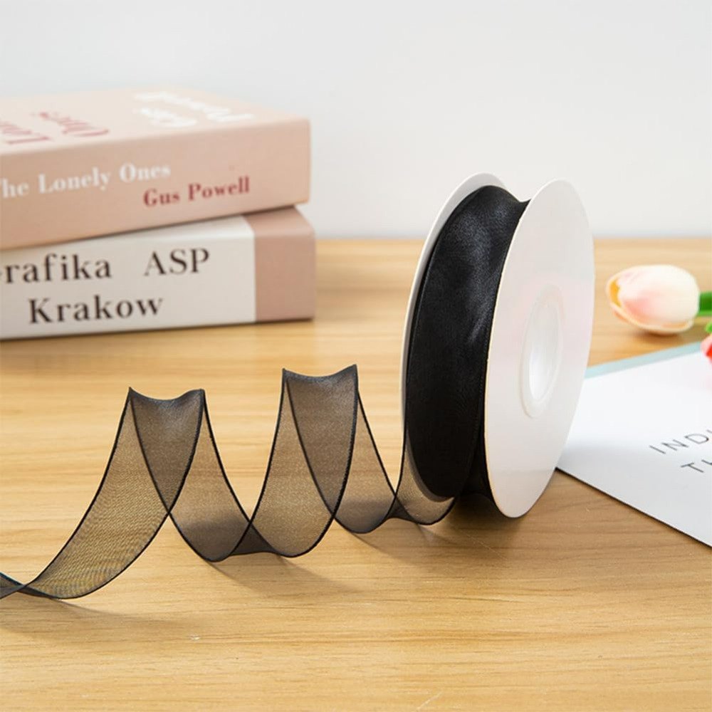 1 Inci Pita Organza Hitam Pita - Organza Ribbon Spool ulasan dan harga
