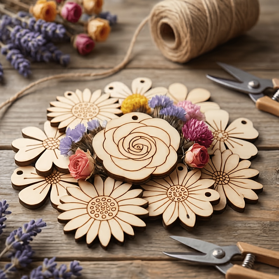 50Pcs/set 35mm Potongan Kayu B - Easter Craft Embellishment Set ulasan dan harga
