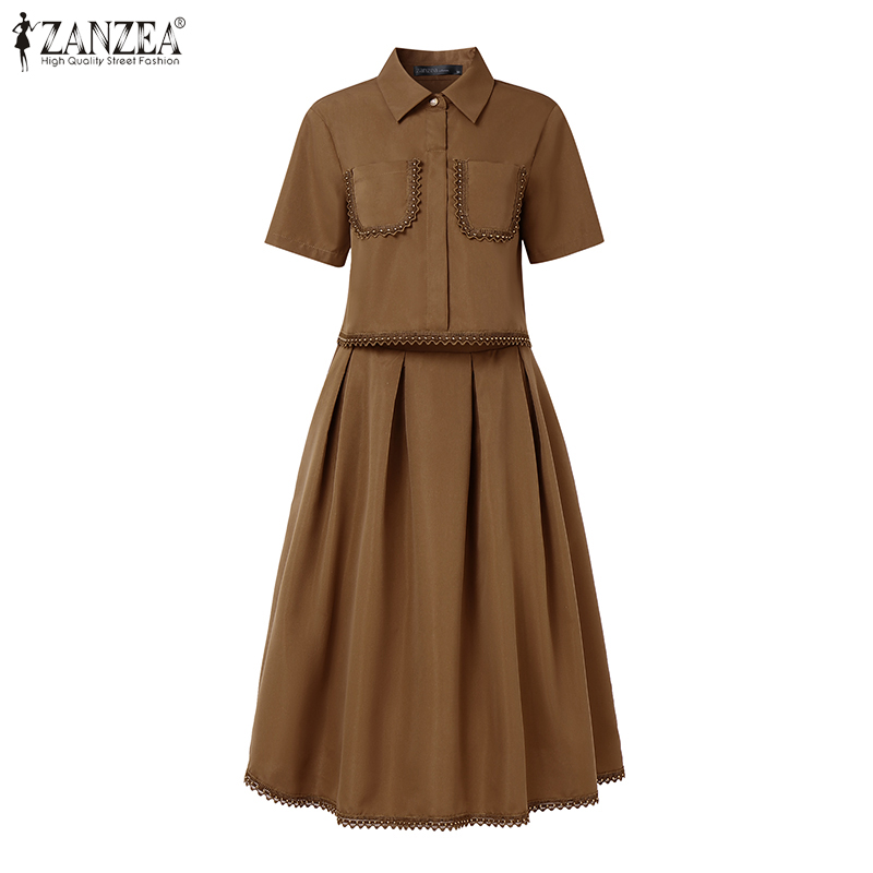 ZANZEA Set Rok 2 Potong dengan - Elastic Lace Trim ulasan dan harga