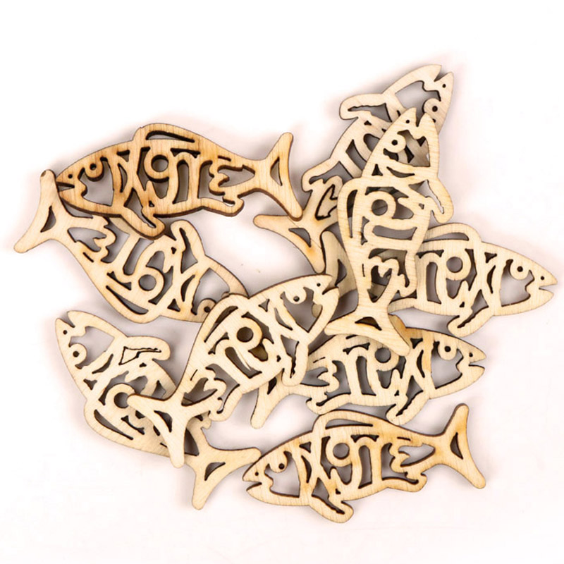 Kayu lucu bentuk ikan seni luk - Embellishments For Scrapbooking ulasan dan harga