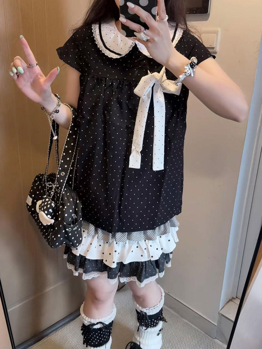 Y2K Kawaii Japanese Polka Dot  - Elastic Lace Trim ulasan dan harga
