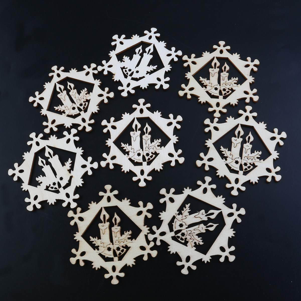 10 Buah Hiasan Kayu Natal Bent - Christmas Craft Embellishment ulasan dan harga