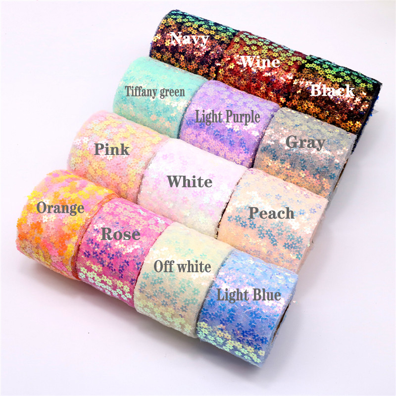 8Cm 10Cm 10 Yard Glitter Payet - Organza Ribbon Spool ulasan dan harga