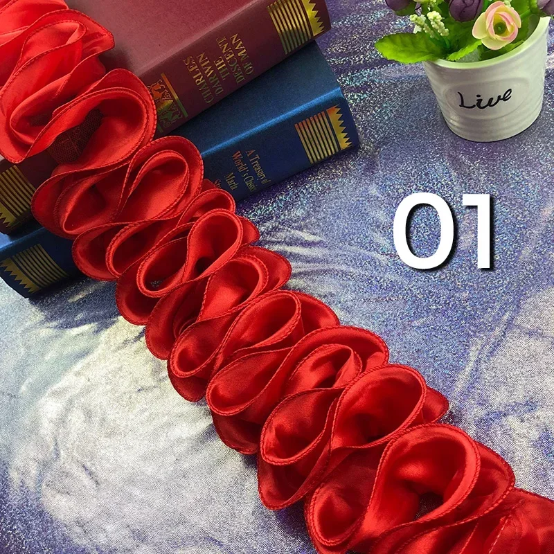 5yard lipit Ruffled Trim Satin - Lace Ribbon Trim ulasan dan harga