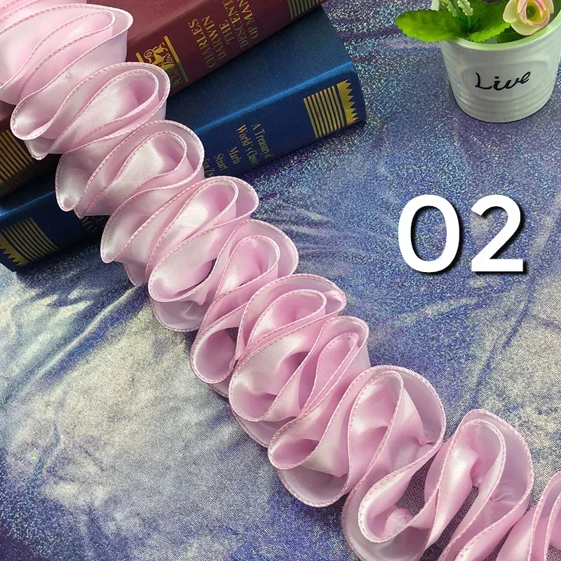 5yard lipit Ruffled Trim Satin - Lace Ribbon Trim ulasan dan harga