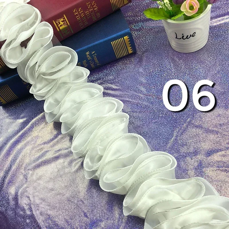 5yard lipit Ruffled Trim Satin - Lace Ribbon Trim ulasan dan harga